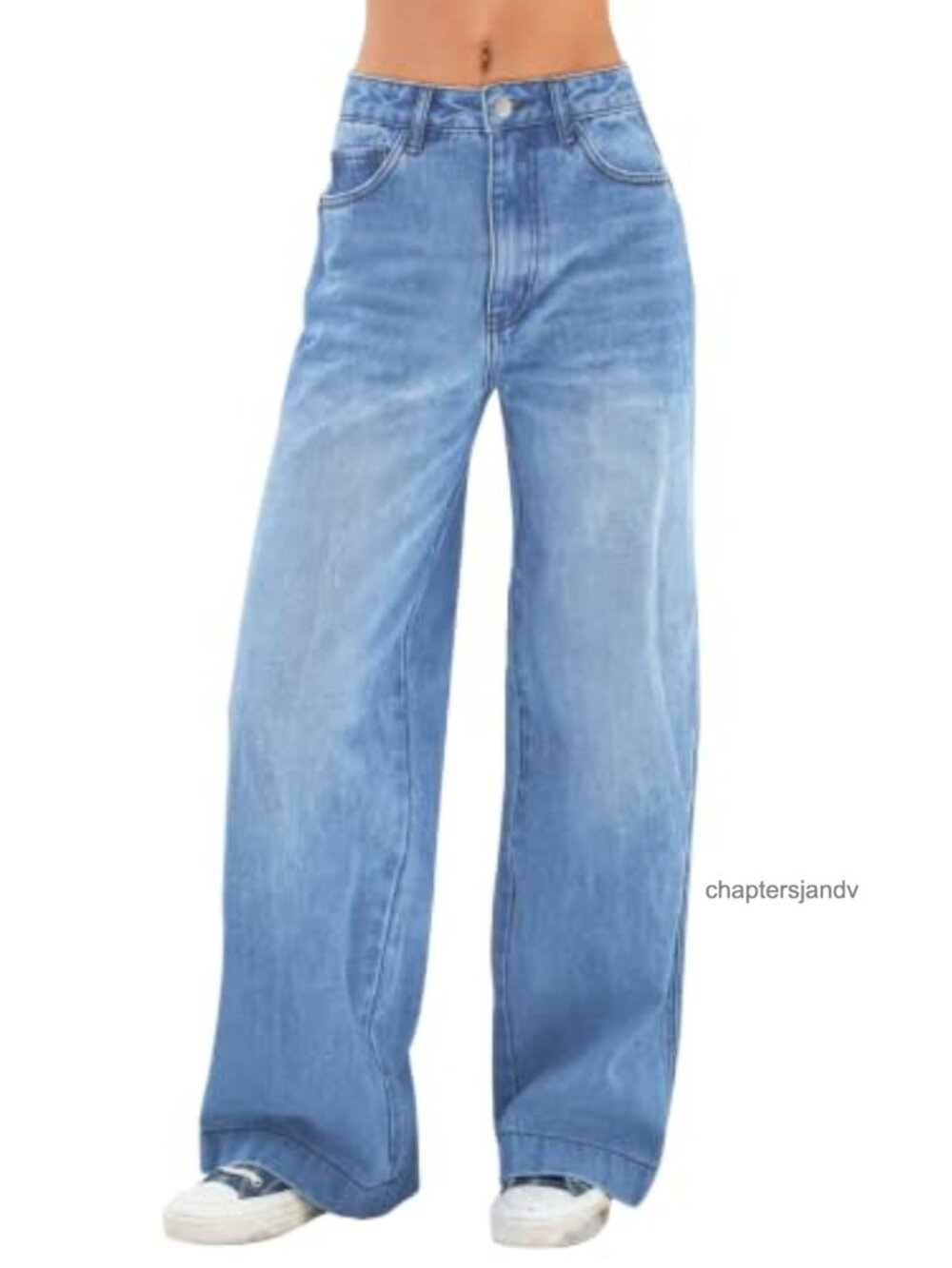 Women Wide Leg Baggy Jeans High Rise Stretchy Denim Pants